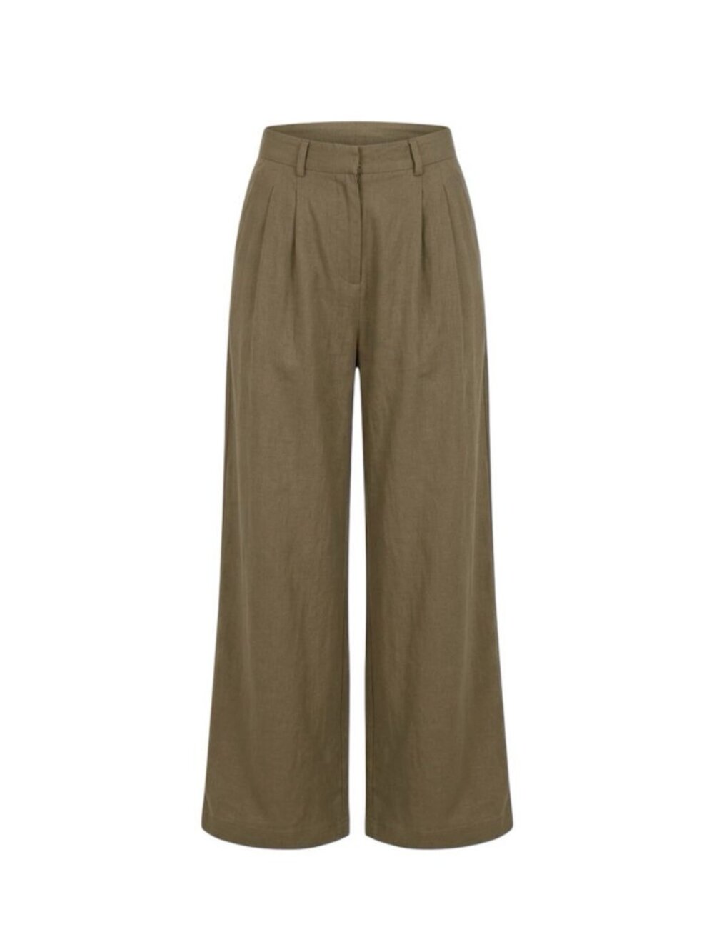 Missguided Brown Wide Leg Trousers Pleated High Waist Boho Linen Pants Size S